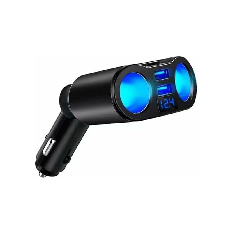 Répartiteur Double Prise Allume-cigare + Chargeur USB 2 Ports Pour Voiture - 12V/24V, Neuf
