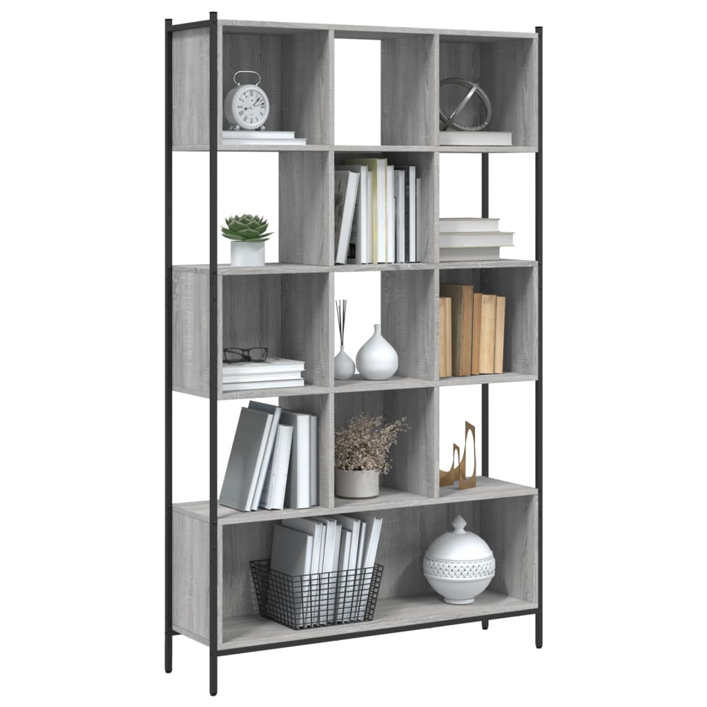 Bibliothèque pour Séjour en Bois Gris H. 172 x l. 102 x P. 28 cm - 3