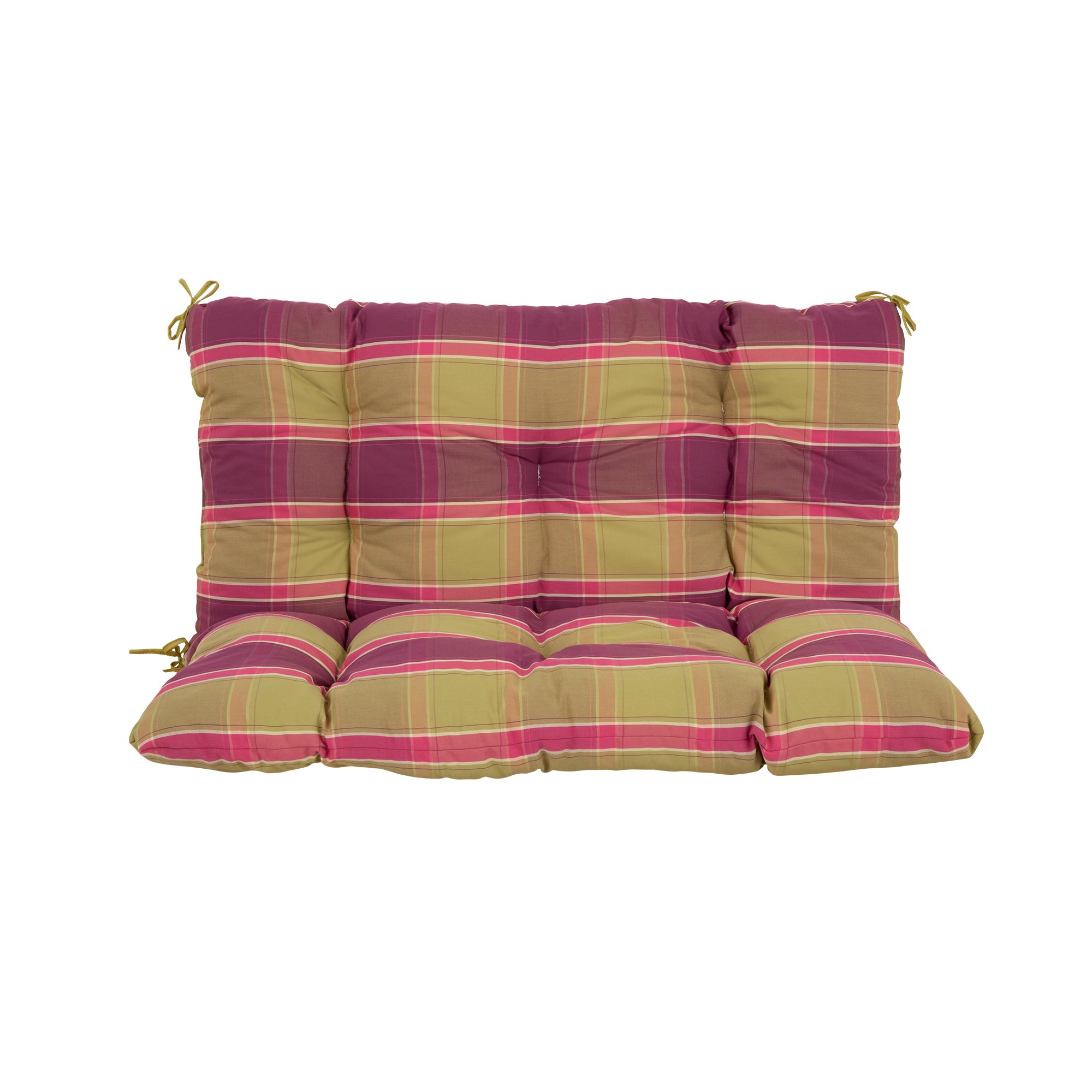 Poduszka na huśtawkę / ławkę Frigiliana fioletowo-różowo-zielona w kratkę 100 cm Patio