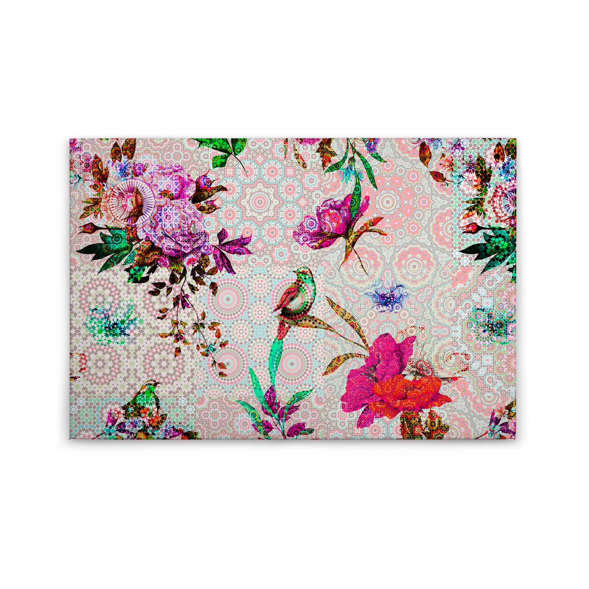 Tableau Toile Impression 125x50 Cm - Motif Floral Rose Moderne - Tulup