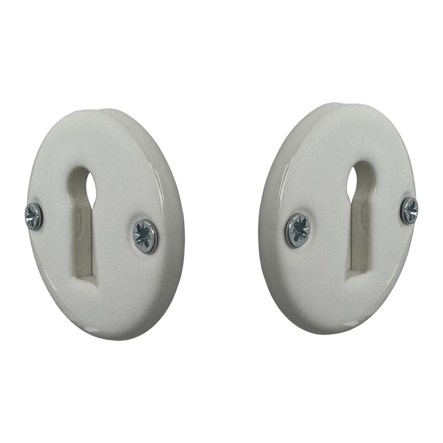 2 rosaces de poignée de porte rondes JANELLE entrée de clé, Porcelaine blanc - 4
