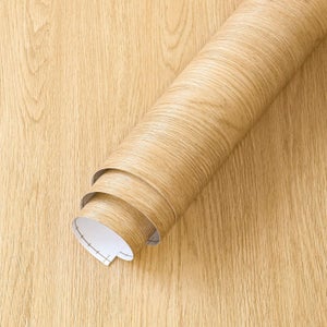 Film Adhésif Aspect Bois – Marron Clair, 45 Cm X 800 Cm, Pour Meubles Et Plans De Travail