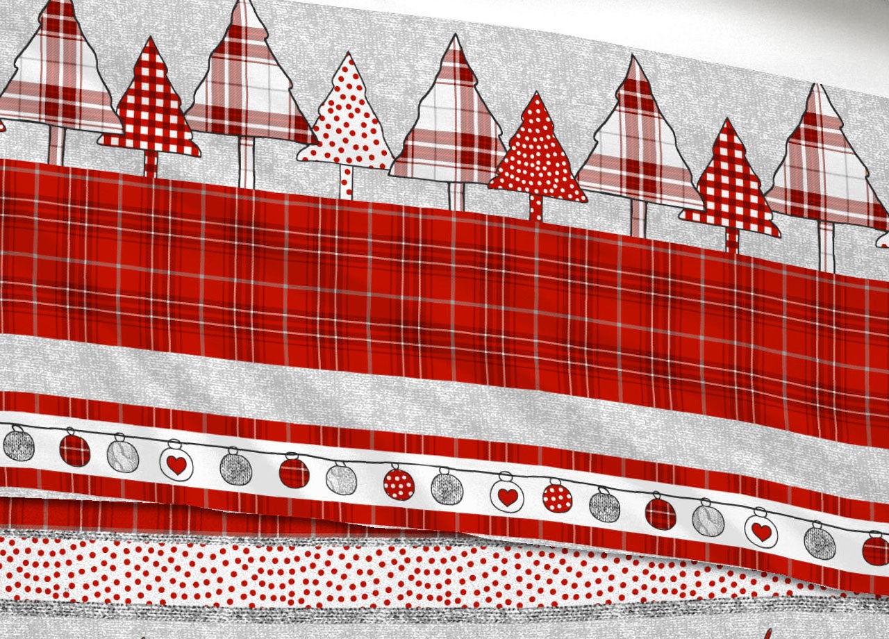 Copripiumino Sacco Piumone 100% Cotone Disegni Natalizi Invernali Renne Cuori OB Matrimoniale Oliver Rosso - 2