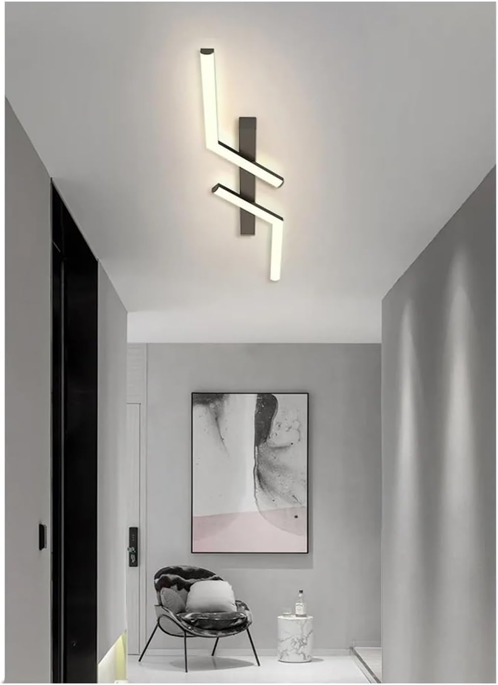 Lampa sufitowa, 100 cm, lampa sufitowa LED, nowoczesna lampa ścienna, metalowy żyrandol, barwa światła 3000 K, kolor czarny - 8