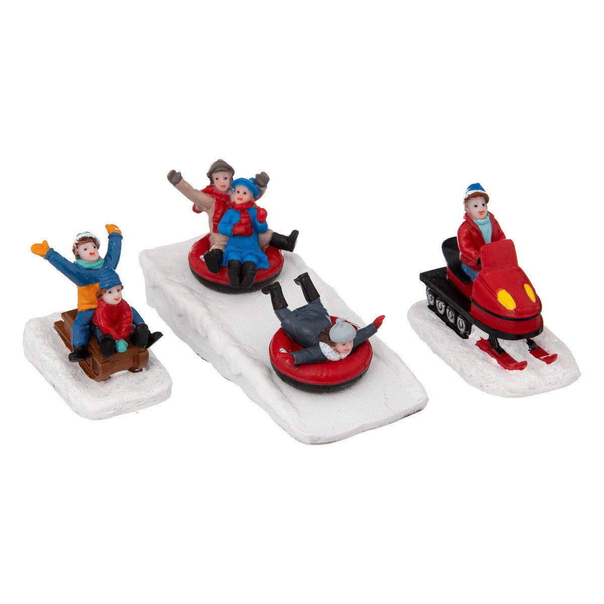Accessoires village de noël set 9 pièces personnages et sapins