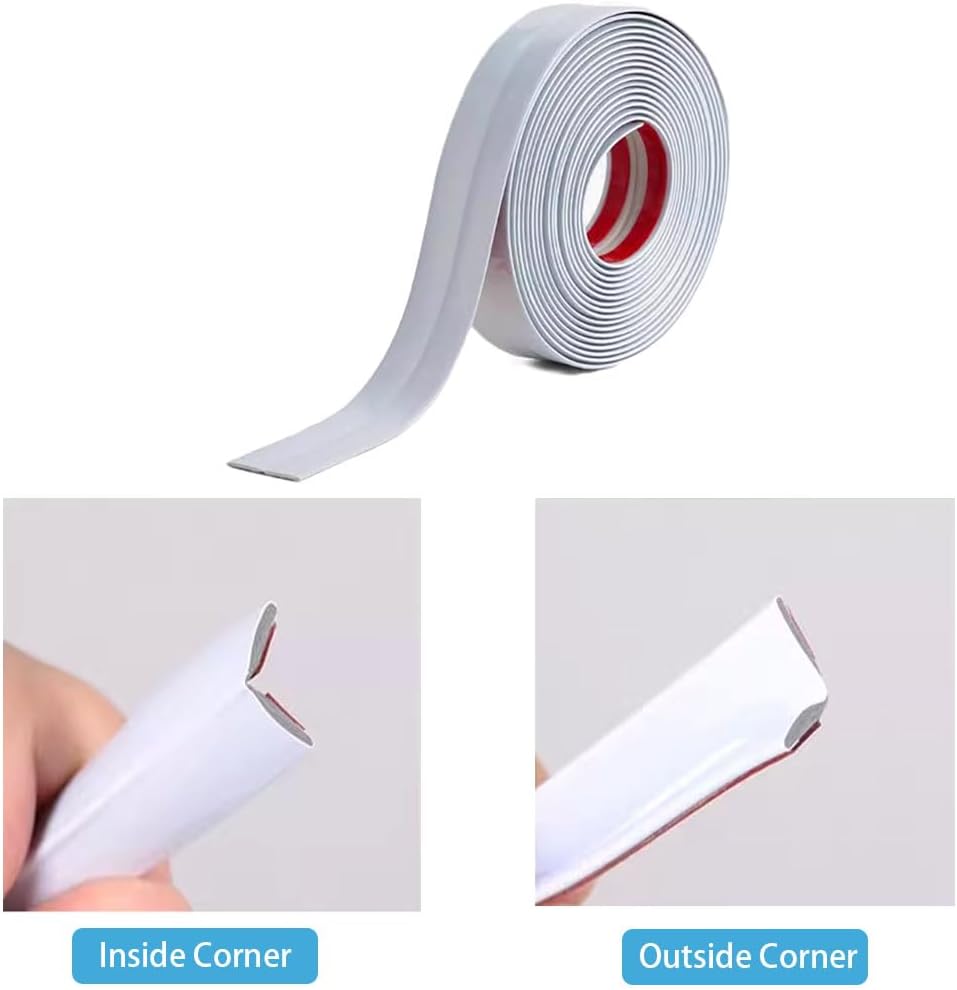 5M Cornière PVC,1x1cm Revêtements d'angle Autocollant Plinthe Souple Protection d'angle Bordure d’angle de Mur Bande Décorative pour Plans de Travail. - 4