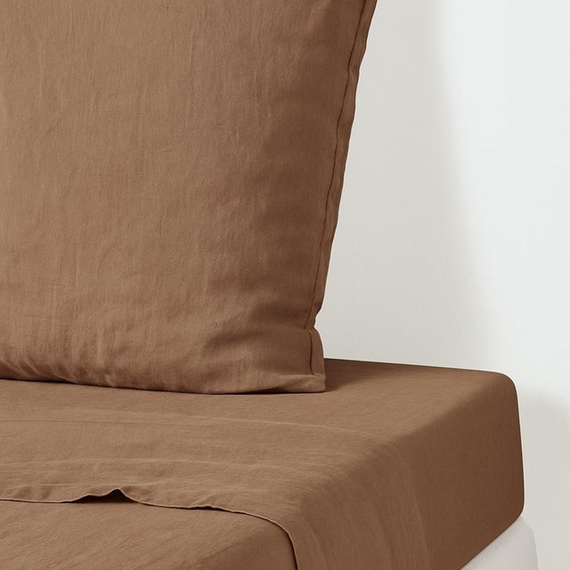 Drap plat 270x300 lin lavé noisette