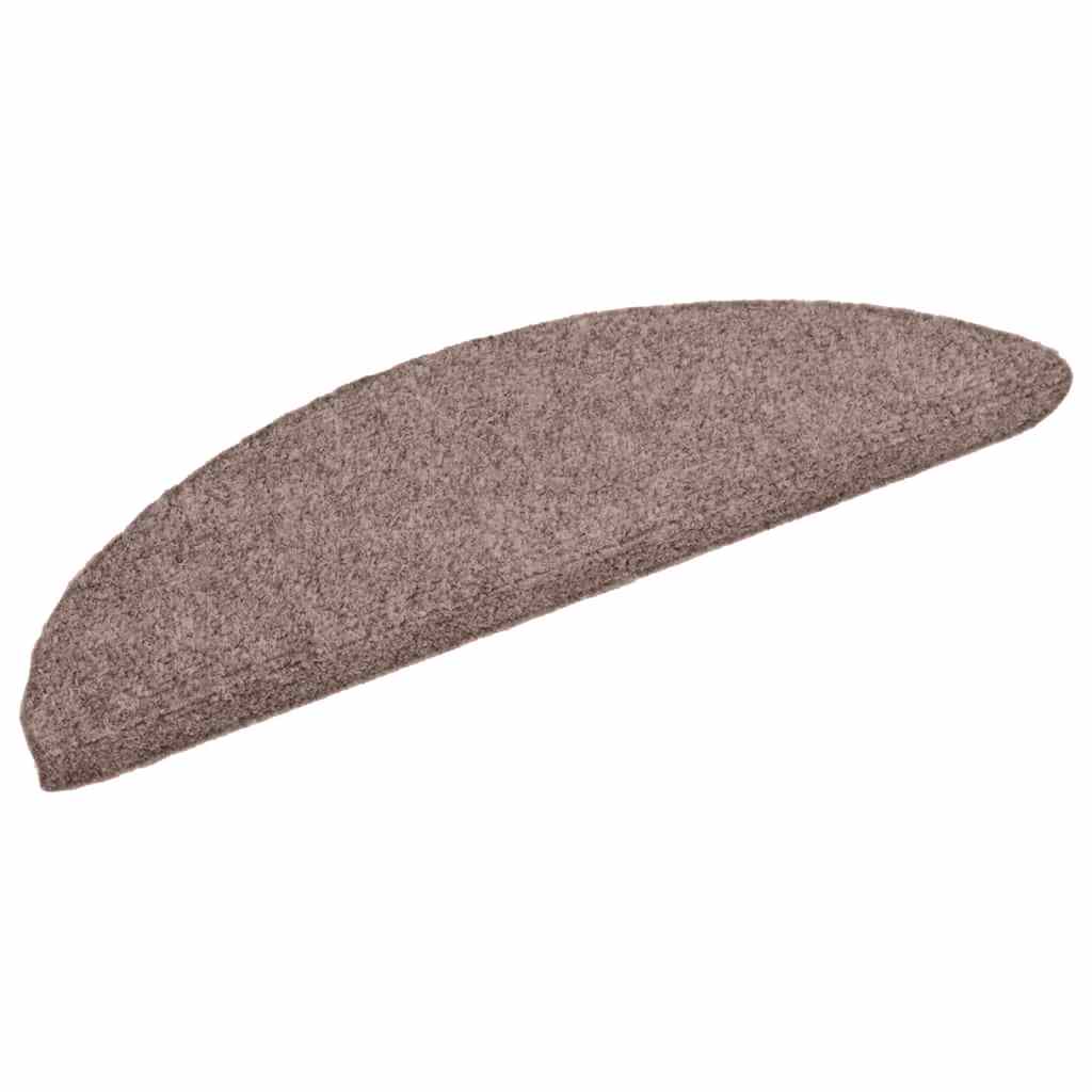 vidaXL Tapis d'escalier auto-adhésifs 30 pièces 56 x 17 x 3 cm Marron clair Demi-rond - 3