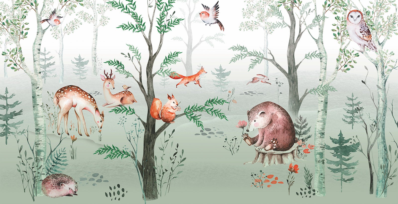 Papier peint panoramique Enfants - Animaux de la Forêt 3617680709771
