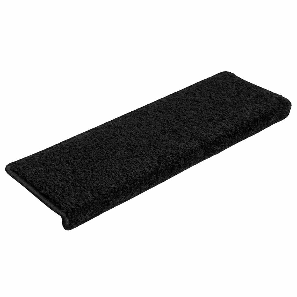 vidaXL Tapis d'escalier 20 pièces 65 x 21 x 4 cm Noir Bord rectangulaire - 2
