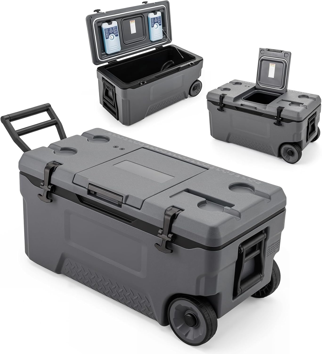 Glacière Isotherme Portable 70L, Réfrigérateur Portable à roulettes avec Orifice de Sortie Emplacement du Gobelet, Rétention de Glace de 6 Jours - 2