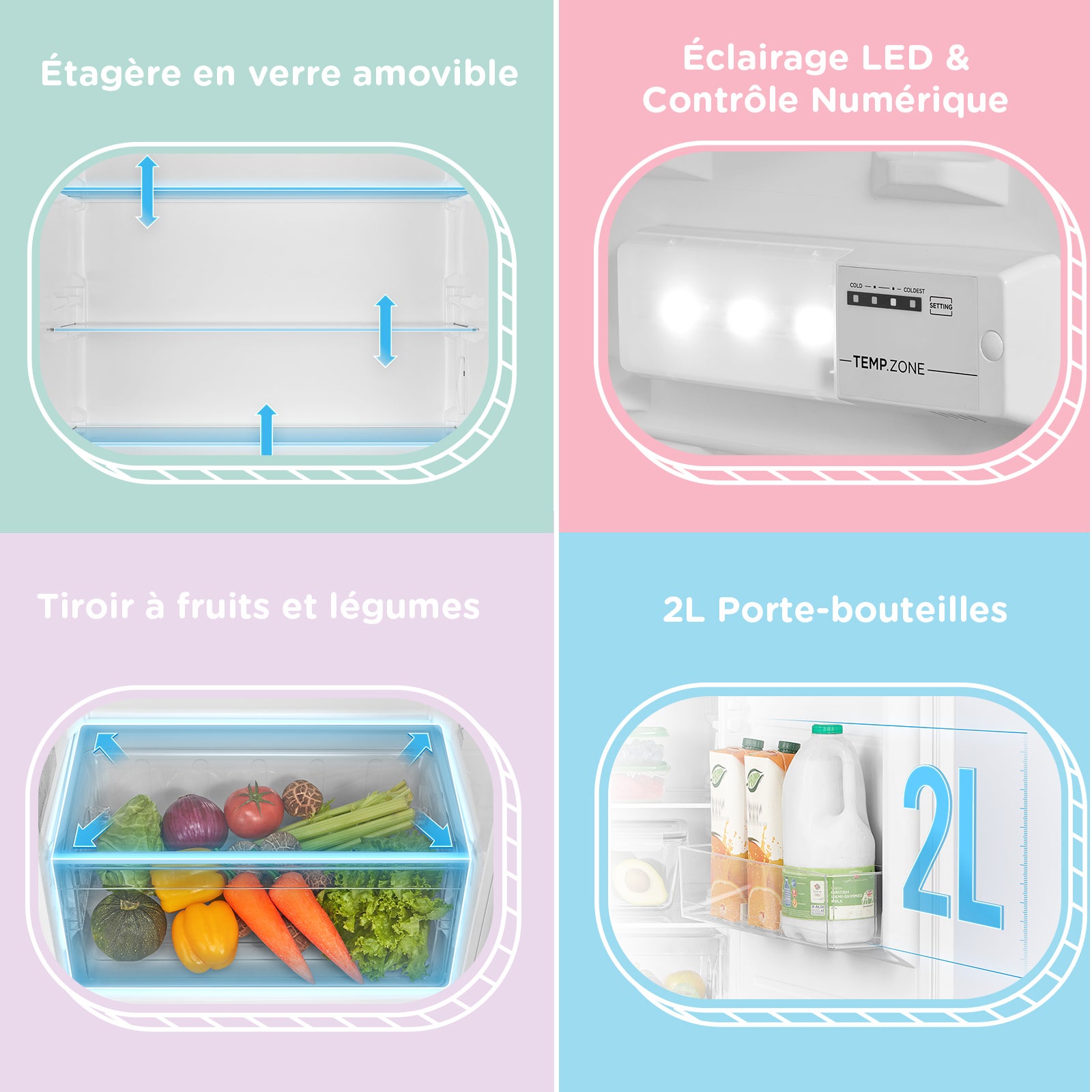 Réfrigérateur 1 Porte Encastrable COMFEE - H123,3 cm x L54 cm x P55 cm - 190L(174+16) - Intégrable - Classe E - 7