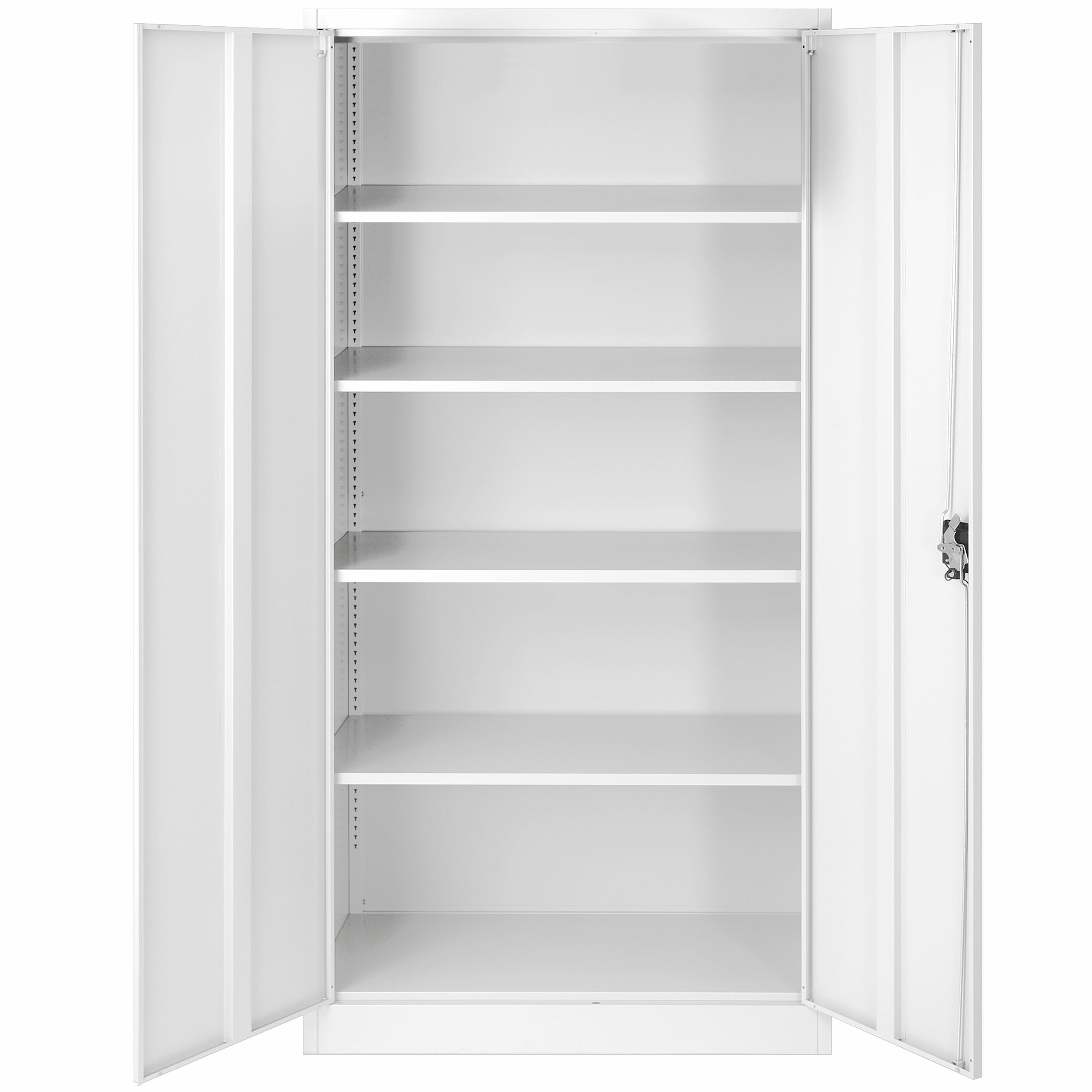 Armoire de Bureau de Rangement Métallique 4 étagères réglables 185 cm x 90 cm x 40 cm Blanc - 4