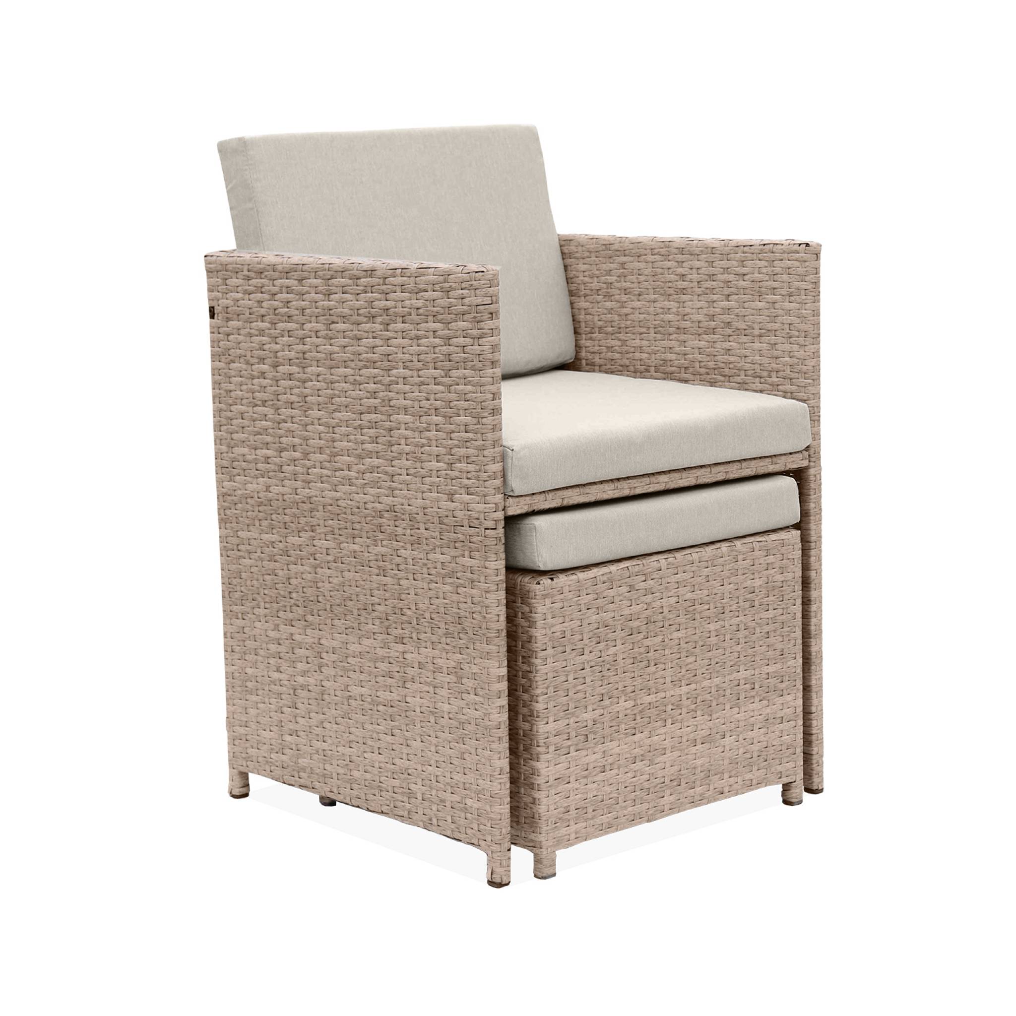 Set tavolo da giardino in resina intrecciata, 6-10 posti, Beige - 4