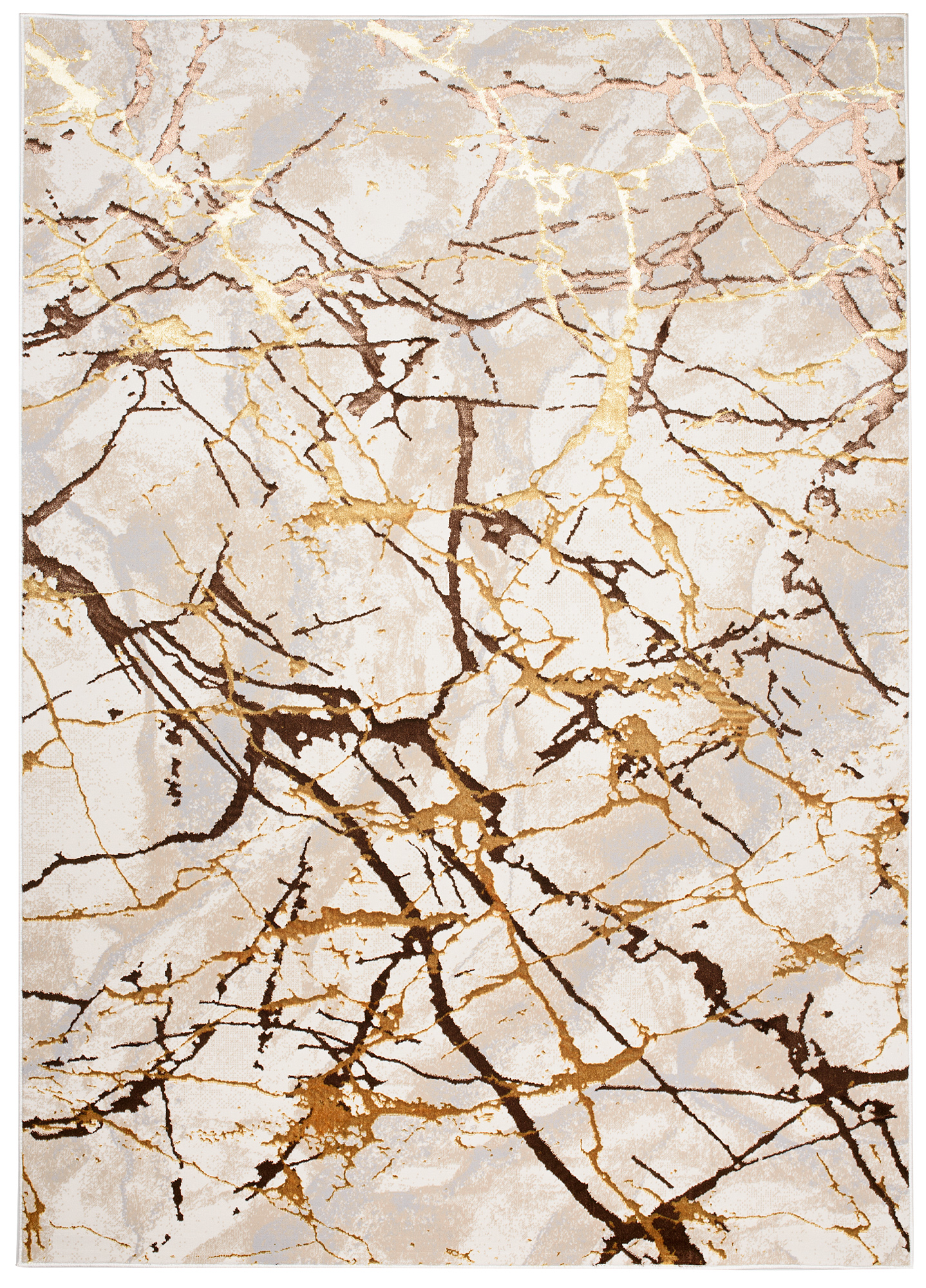 TAPISO Golden Tapis de Salon Moderne Marron Or Beige Crème Moucheté Motif Abstrait Doux Poil Court 80 x 150 cm - 7