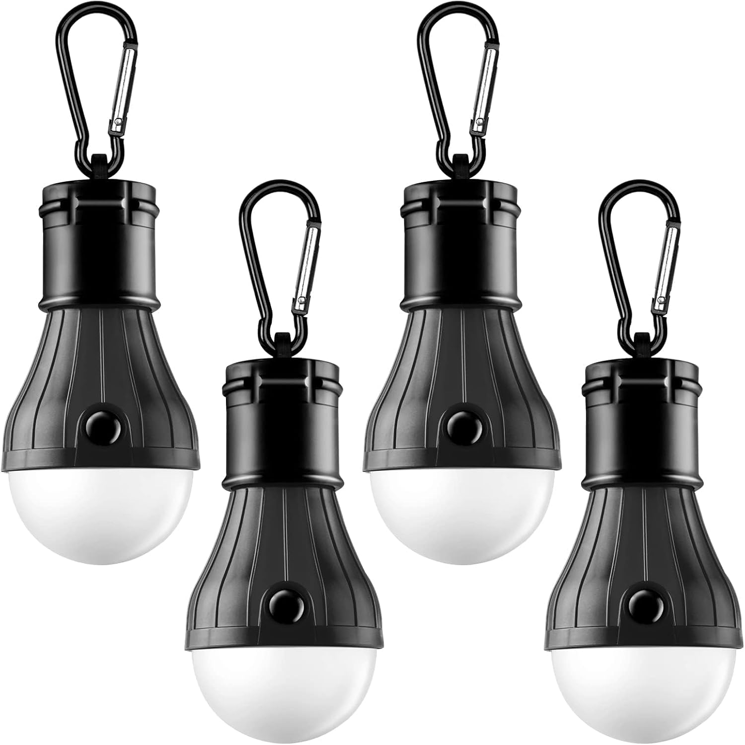 Przenośna lampa LED do namiotu, oświetlenie awaryjne do biwakowania, wędrówek, wędkarstwa, awarii zasilania, 4 szt., czarna