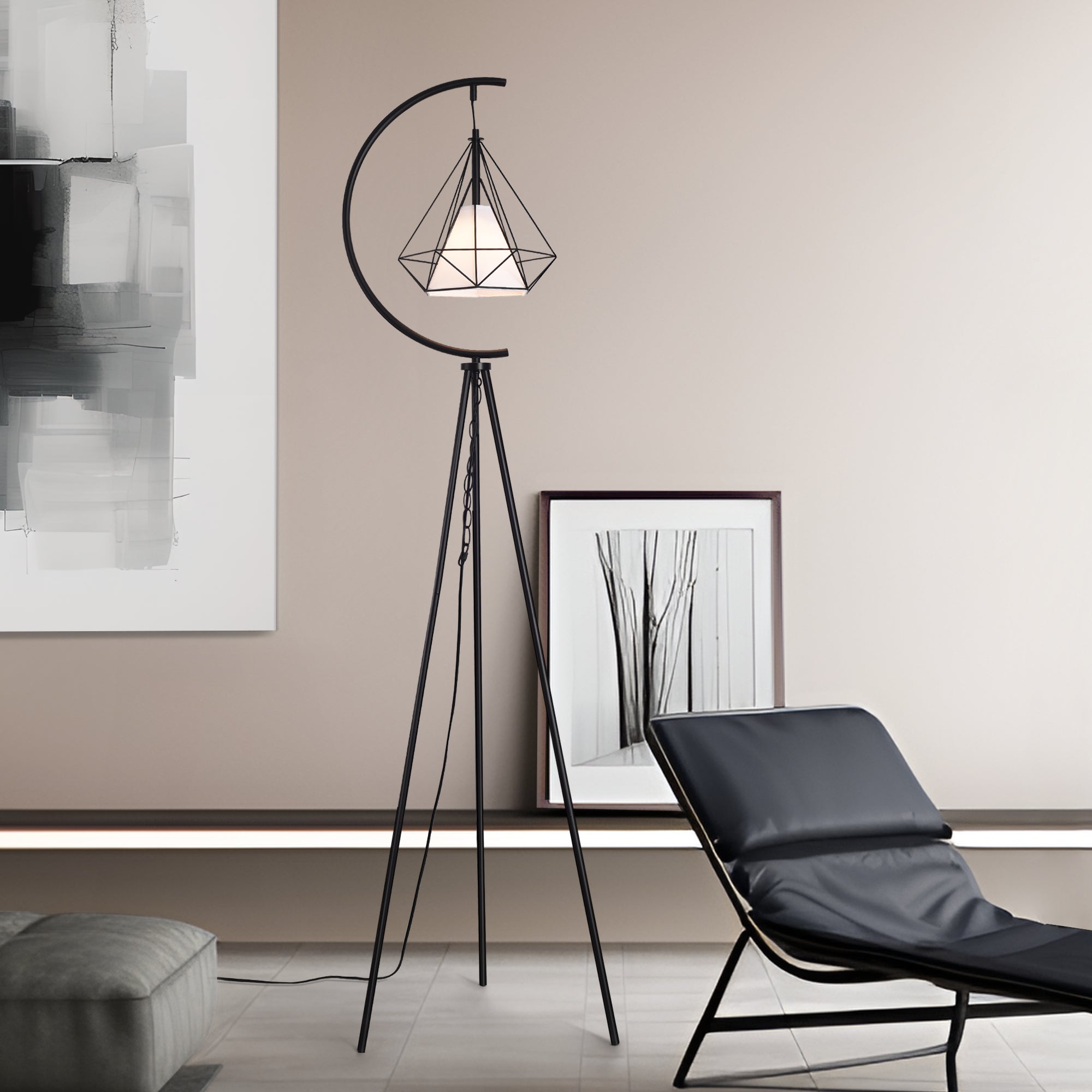 Lampada da Terra in Stile Treppiede Alta 144 cm Piantana Tripode con