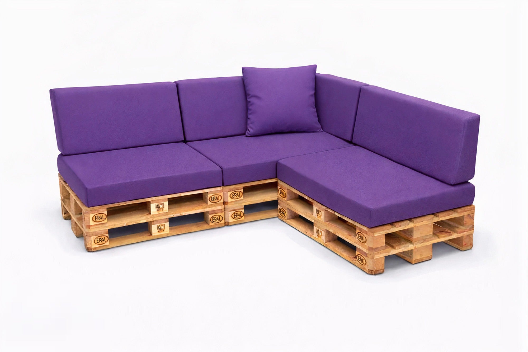 Zestaw 8 poduszek na palety ogrodowe 120×60×10 cm – siedzisko i oparcie 120×40×10 cm, poduszki na meble ogrdowe, fioletowe