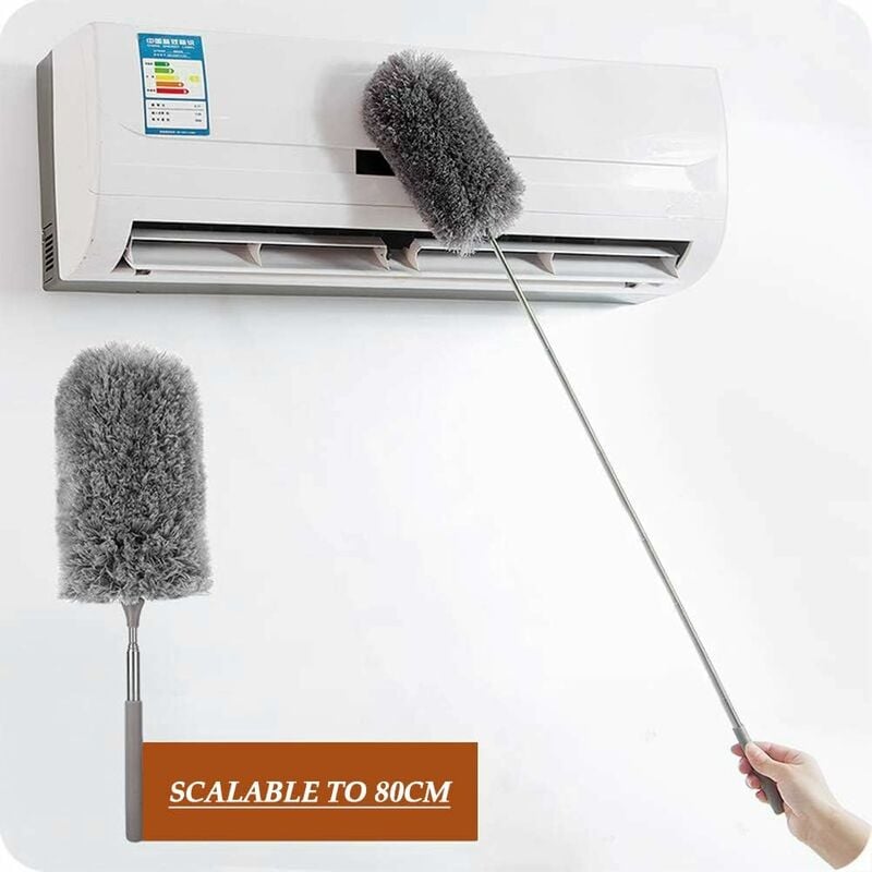 Plumeau extensible 5 pièces, chiffon en microfibre, brosse de nettoyage, lavable réglable extensible avec barre télescopique - 4