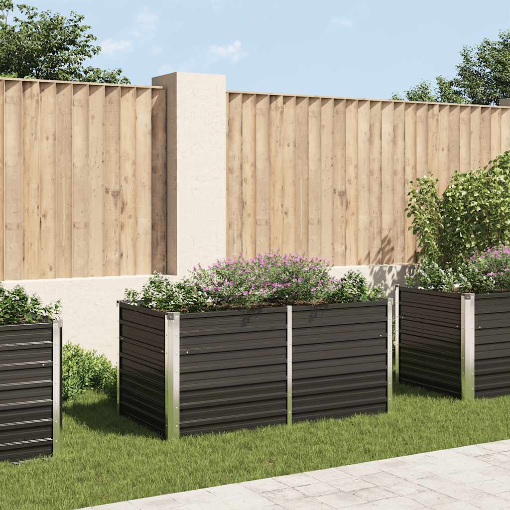 Jardinière Surélevée Rectangulaire 160x80x77 Cm – Acier Galvanisé Anthracite – Idéale Balcon, Terrasse, Potager