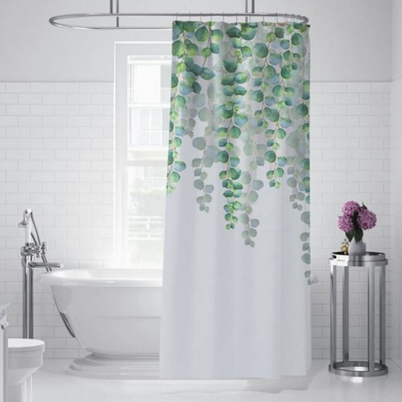 Faitove Tenda Doccia Funghi E Fiori - Motivo Botanico - 183x183 Cm - Impermeabile Con Ganci