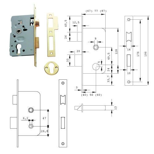 Serrure de meuble à gauche axe à 20 mm, coffre de 37x77mm, acier laitonné avec clé | Leroy Merlin