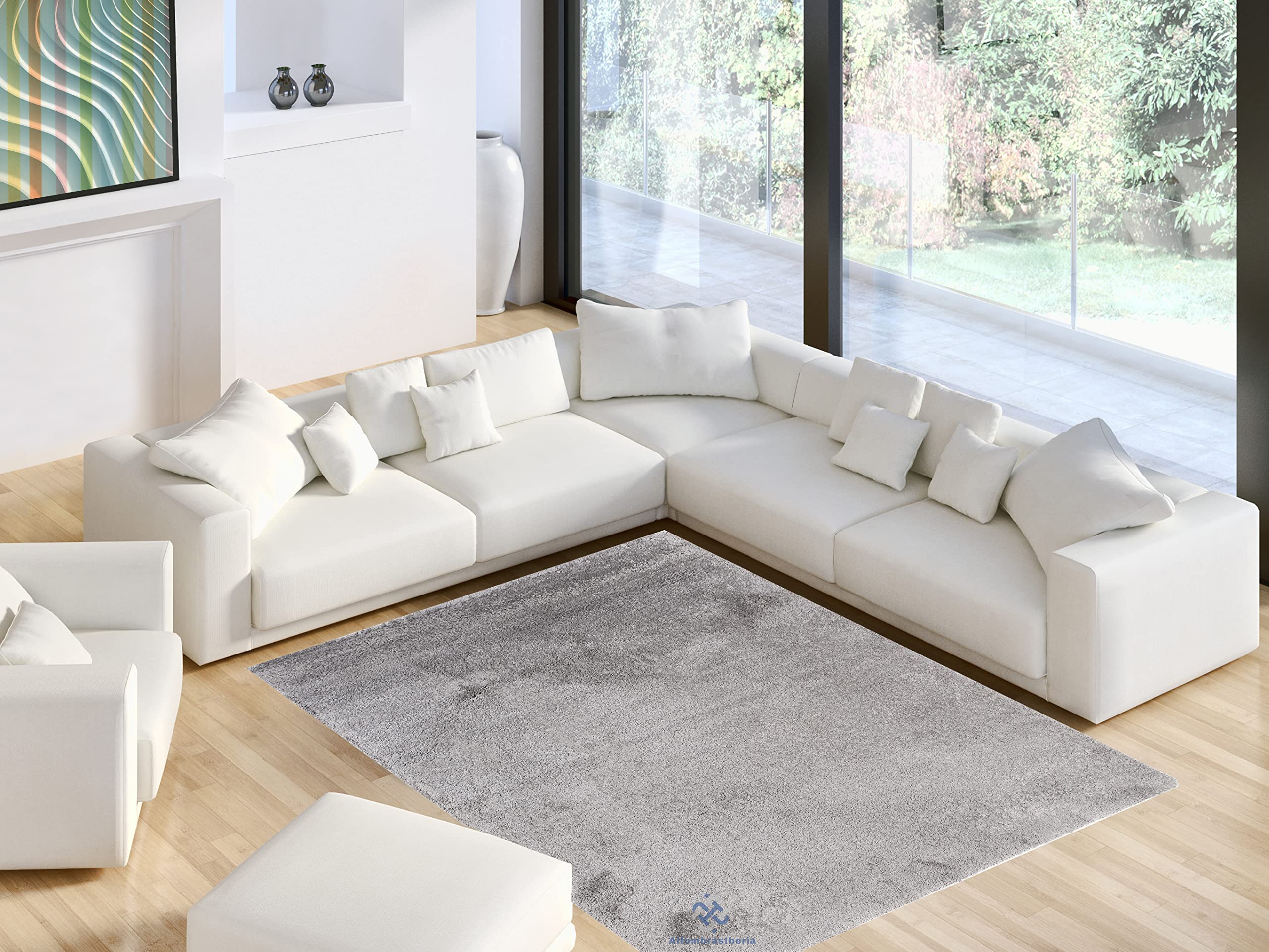 Alfombra moderna modelo imperia | pelo corto polipropileno frisé lavable | varias medidas | ideal para salón, habitación o comedor (160 x 230, gris)