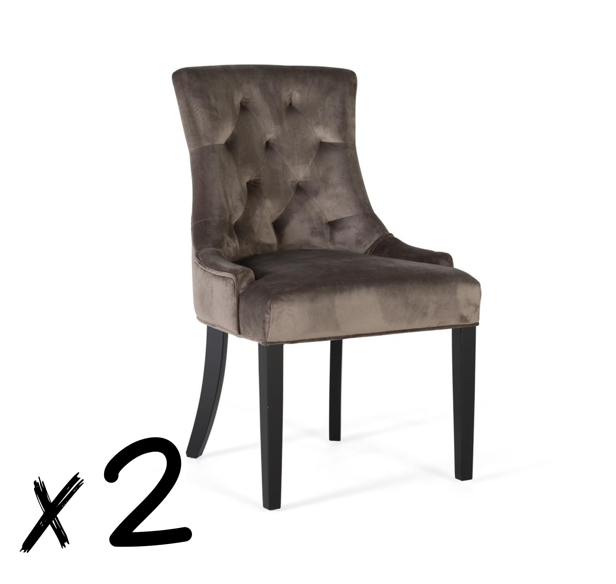 Zestaw 2 krzeseł tapicerowanych poliestrem z wykończeniem welurowym