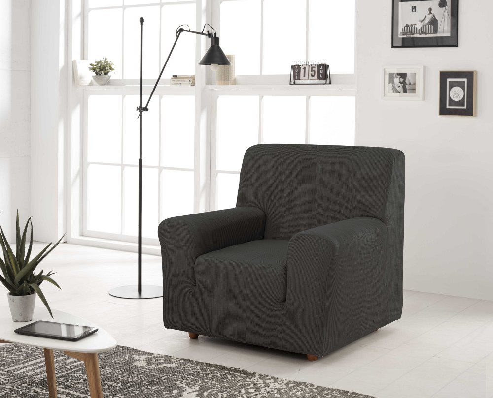 ESTORALIS | Funda de Sofá Tejido Elastico Resistente | Para Sillon 1 Plaza | Tamaño ( de 70 a 110 cm. ) Modelo BERTA Color Antracita - 2