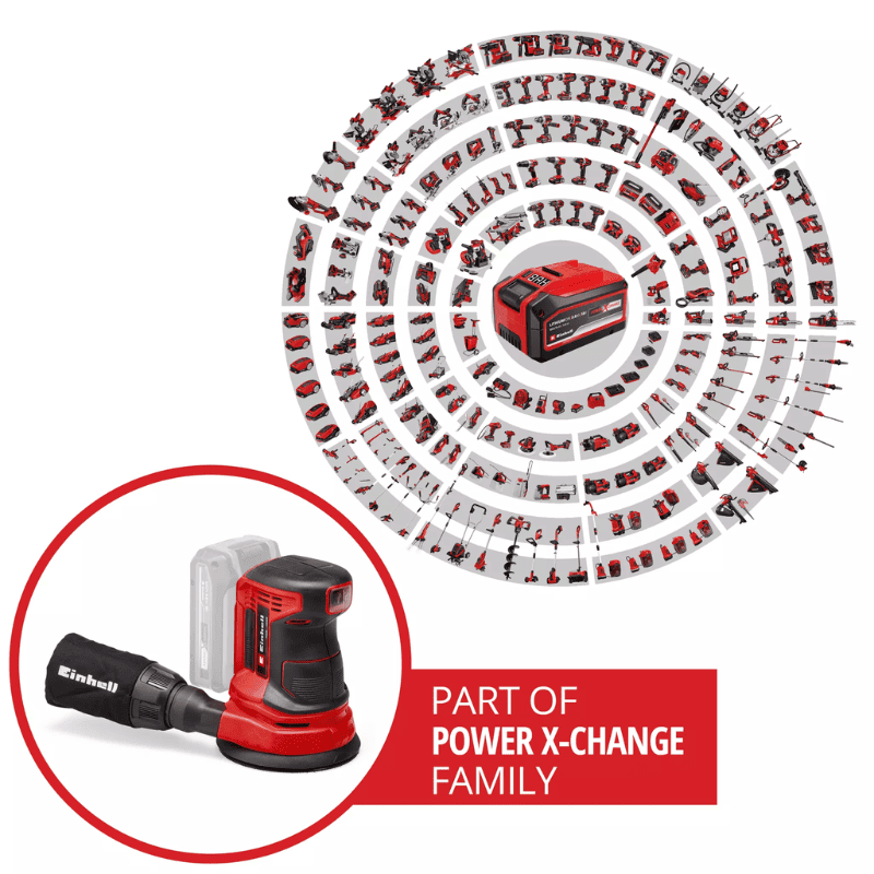 Einhell Ponceuse excentrique sans fil TE-RS 18 Li - Solo PXC (18V, avec 1 abrasif) Livré sans Batterie ni Chargeur - 5