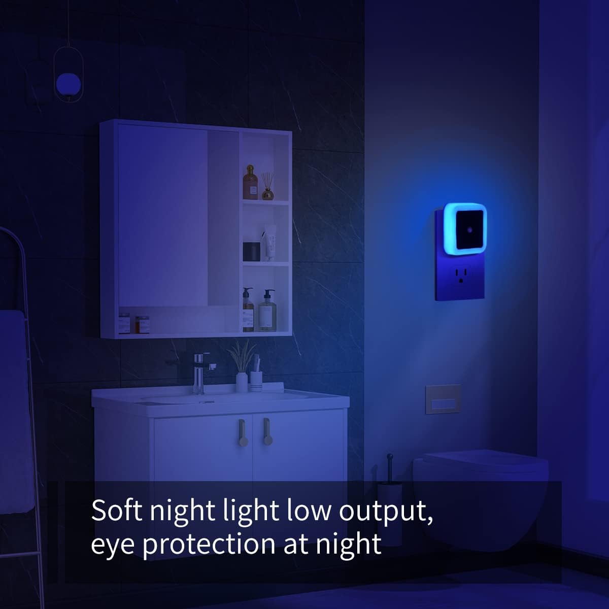 Lampki nocne - Zestaw 6 lampek nocnych montowanych na ścianie - Niebieskie światło - Odpowiednie do sypialni, łazienek i korytarzy - 4