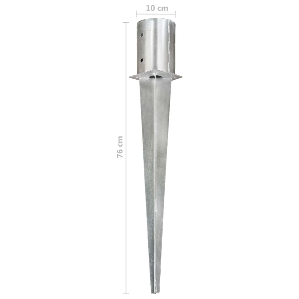 vidaXL Piquets au sol 2 pcs Argenté 10x76 cm Acier galvanisé - 7