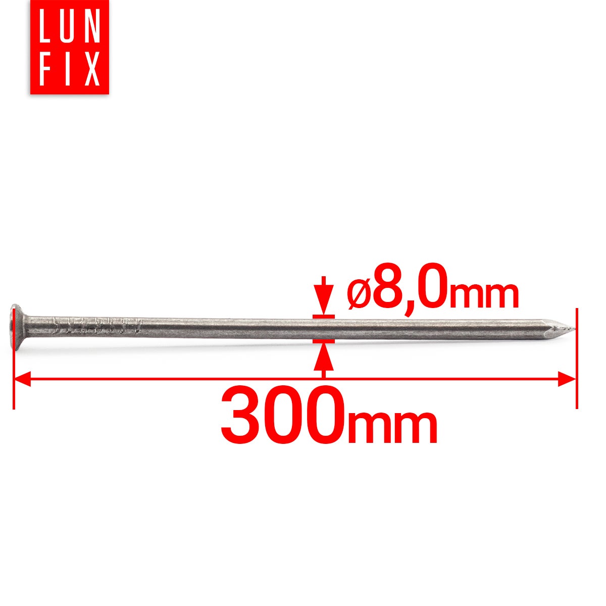 Gwoździe budowlane 8x300 mm gładkie 5kg ok. 40szt. - 2