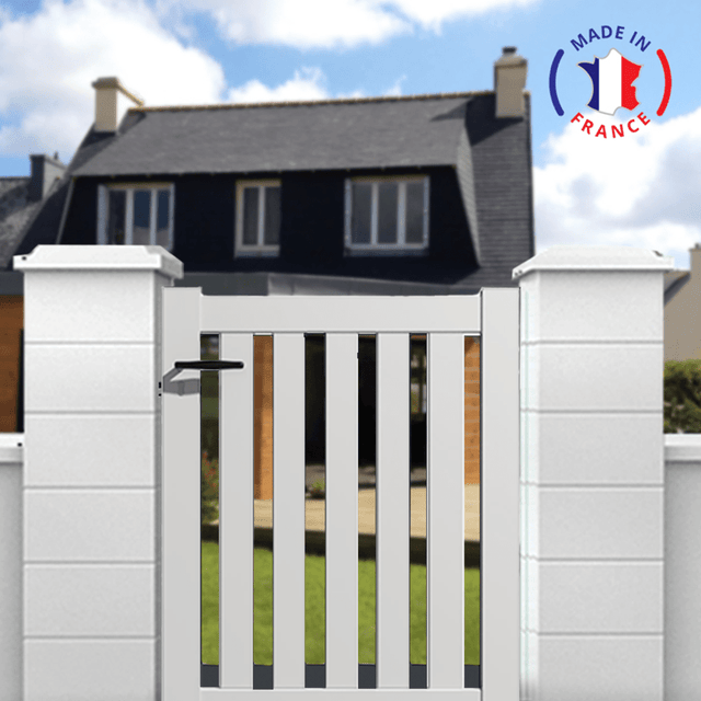 Portillon aluminium modèle ajouré en kit dimensions L.1000 (entre piliers) x H.1200 Couleurs Blanc (RAL 9010)