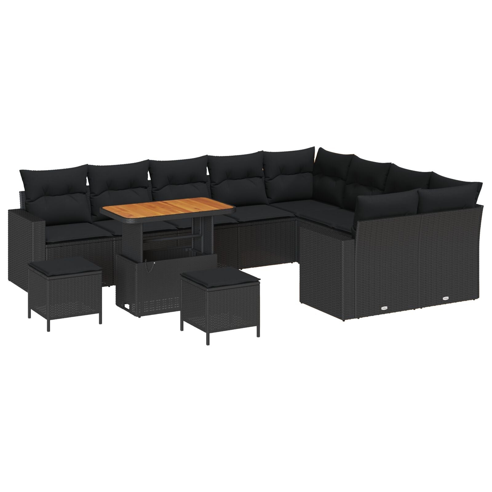 Zestaw Sof na Ogród 12 pcs Czarny polirattan vidaXL