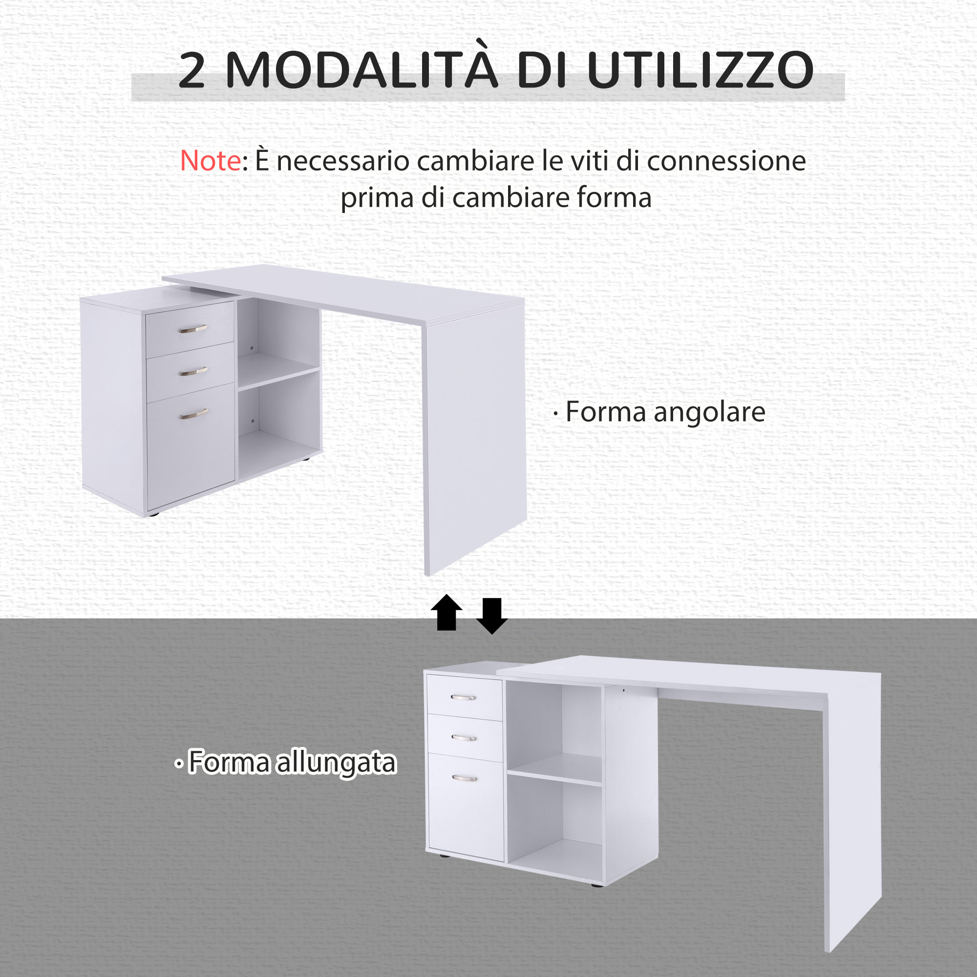 HOMCOM Scrivania Angolare Per Computer Da Ufficio Con Cassettiera 117×83.5×76cm Bianco - 4