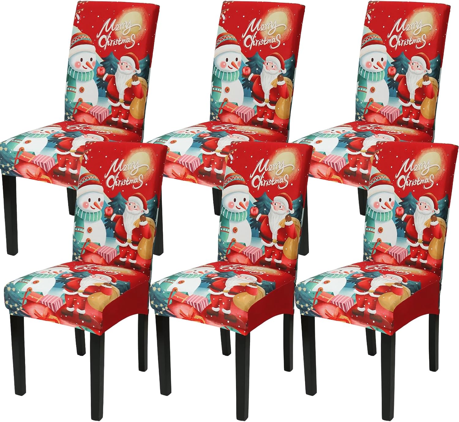 2 Coprisedie Natalizi In Lino Con Renne 52x48 Cm - Decorazioni Festive Per Sala Da Pranzo E Cucina - Morbidi E Facili Da Installare