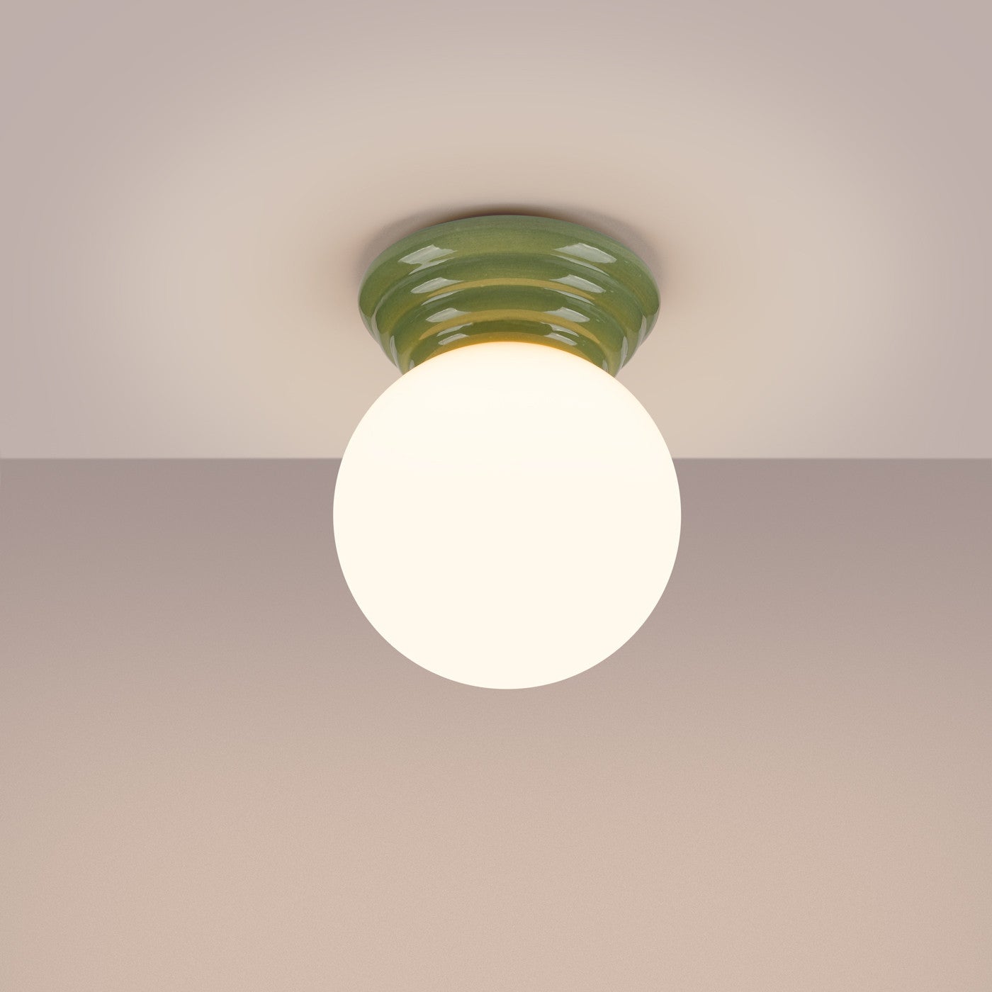 Lampa sufitowa ceramiczna szkliwiona ZORI zielono-biała 1xG9x8W ceramika / gips wym:12x12x16cm IP44 Sollux Lighting - 4