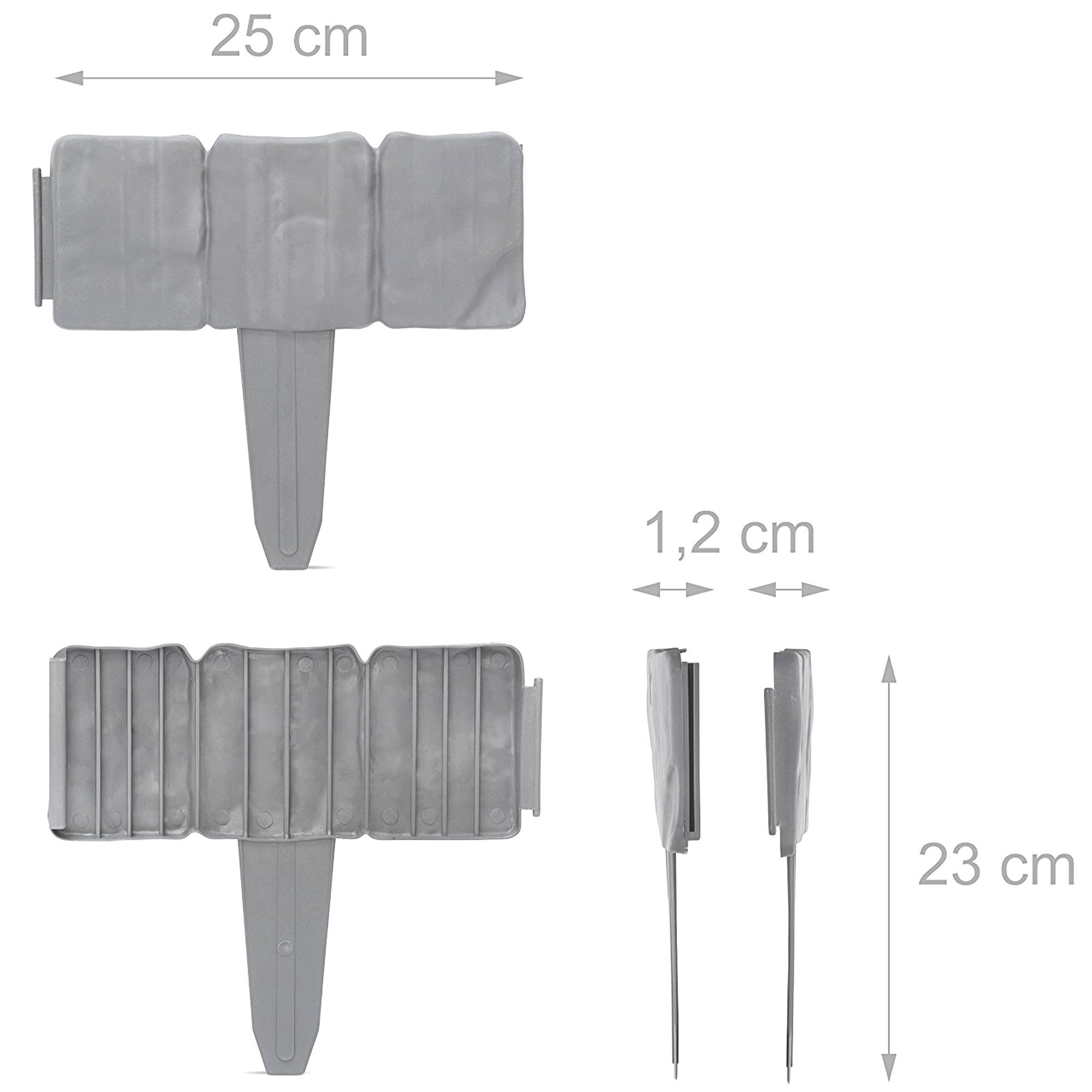 Lot de 10 - Module Bordure de Jardin Effet Pierre - 2.5 Metre lineaire - Rebord pour Clôture, Parterre, Plantation - Plastique Flexible - 25 x 10 CM - 7
