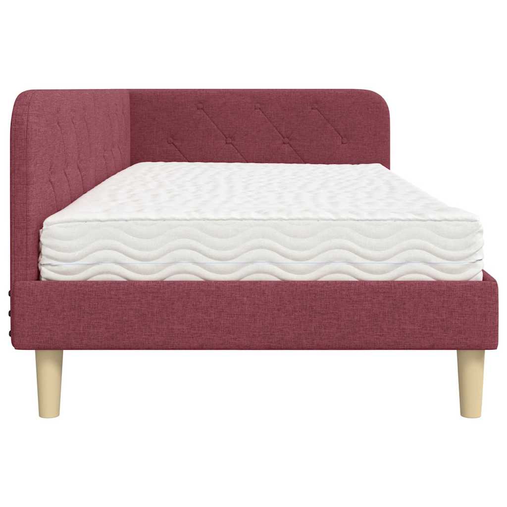 Cadre de lit d’angle bordeaux 90 x 200 cm tissu - 8