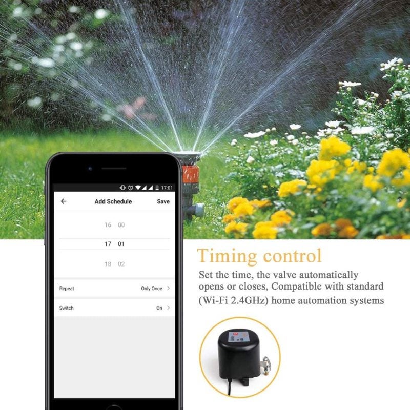 Vanne D'arrêt D'eau Automatique WiFi SODIAL – Avec Prise, Intelligente, Pilotable à Distance