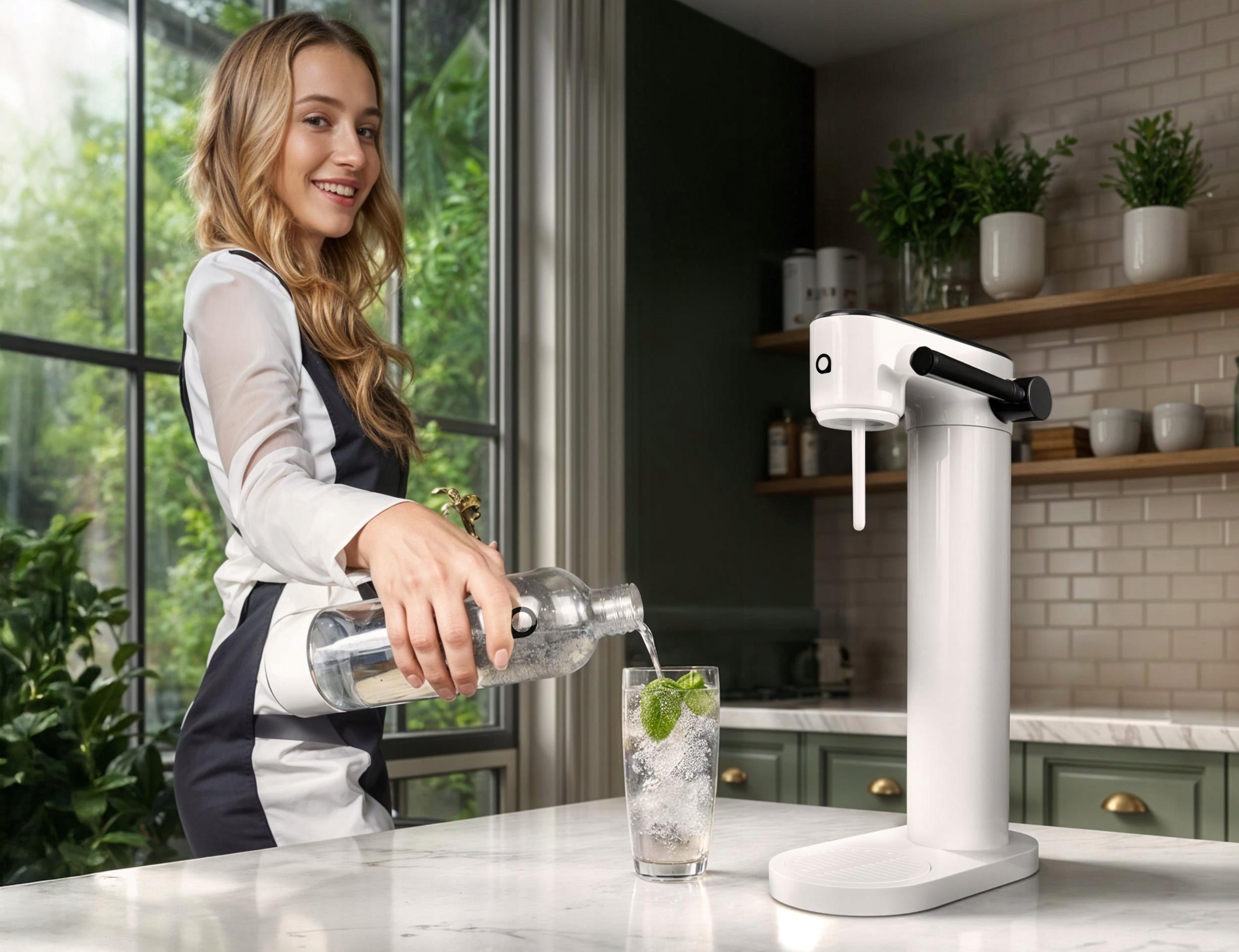 Saturator Do Wody Gazowanej + 2x Butelka Na Wodę 1l Nabój Butla Co2 Zestaw - 5