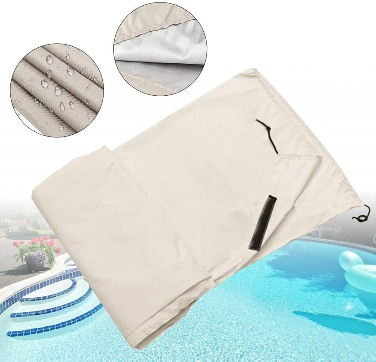 Couverture Enrouleur Bâche Piscine En Tissu Imperméable, Pare-Soleil, Anti-Poussière, Pour Jardin Extérieur——550*96cm gris - 4