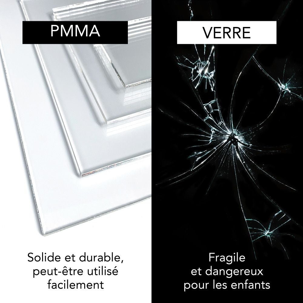 Plaque verre acrylique transparent 1,5 mm - 50x65 cm (500x650 mm) - Cadre verre synthétique à l'unité - Plaque PMMA XT - 5