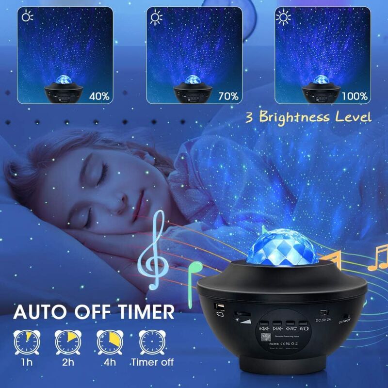 Projecteur LED ciel étoilé avec télécommande – Minuterie + enceinte Bluetooth – Lampe étoile pour chambre enfant - 2