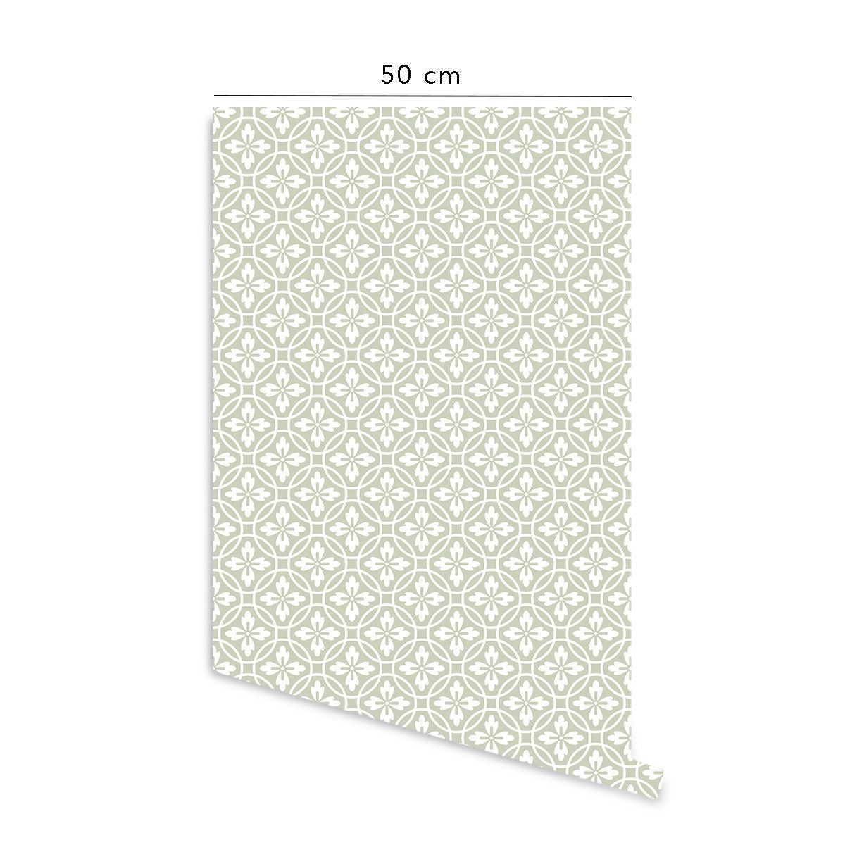 Papier peint adhésif vintage vert et blanc en vinyle lavable et amovible - 1 rouleau 50x300 cm - Decochic - 3