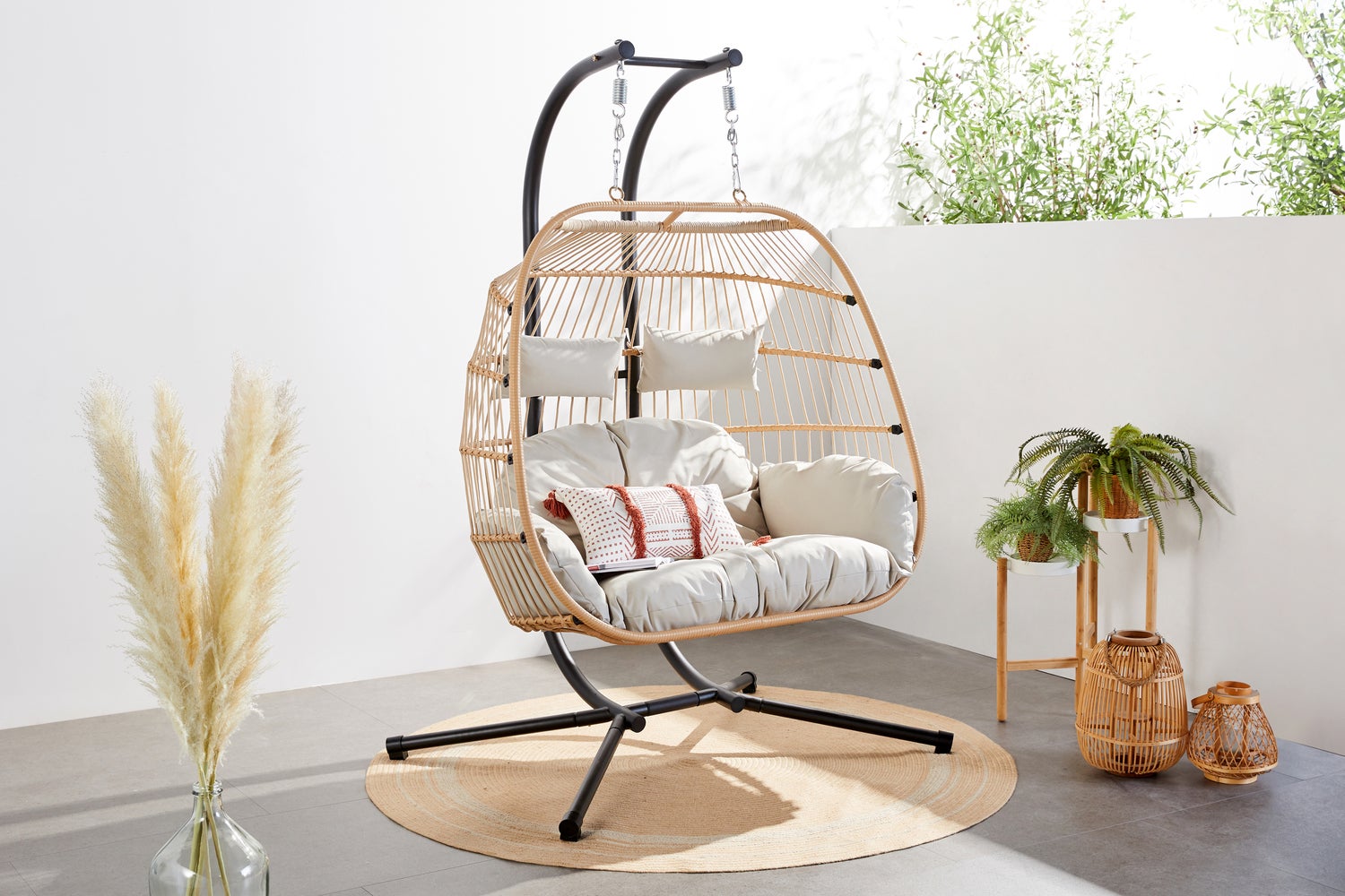 Fauteuil Suspendu Double En Rotin Synthetique Aria