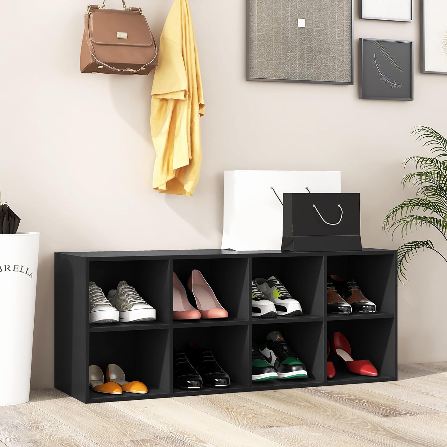 Banc d'entrée, banc de rangement chaussure bois avec assise en tissu, Loft, 103x48x29,5 cm, jusqu'à 10 paires de chaussures pour jusqu'à 10 paires de chaussures | 50731800