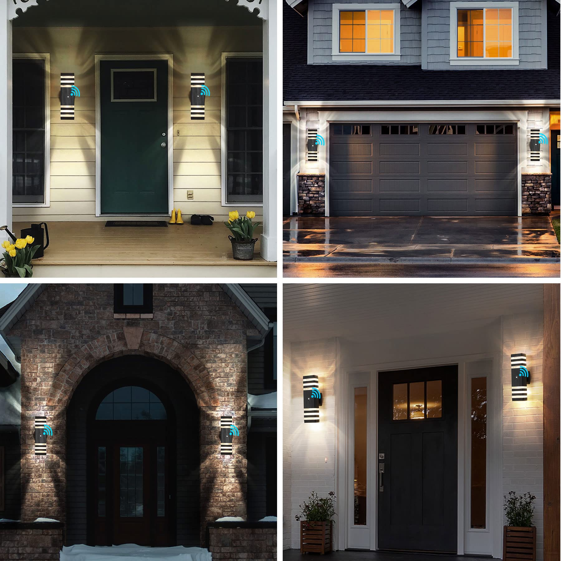 Applique murale extérieure avec détecteur de mouvement, éclairage de porche haut et bas, étanche IP65 pour terrasse, garage, jardin (lumière blanche) - 7