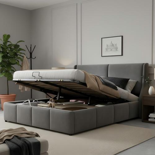 Lit capitonné 140x190 avec tête de lit oreille, matelas relevable ...